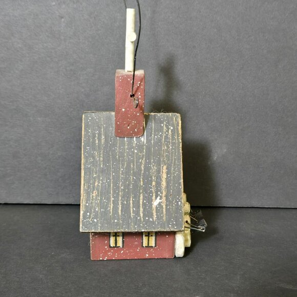 Vintage Primitive Rustic Wood Birdhouse Church Ornament Snowman Family Carolers - Picture 3 of 8